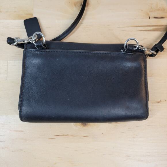 Vintage Coach Crossbody Wallet‎ Womens 6"x4" Black Envelope Leather TriFold Bag - Picture 7 of 12
